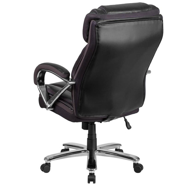 Flash Furniture HERCULES Series Big & Tall 500 lb. Rated Black Leather Executive Swivel Chair with Extra Wide Seat - GO-2092M-1-BK-GG