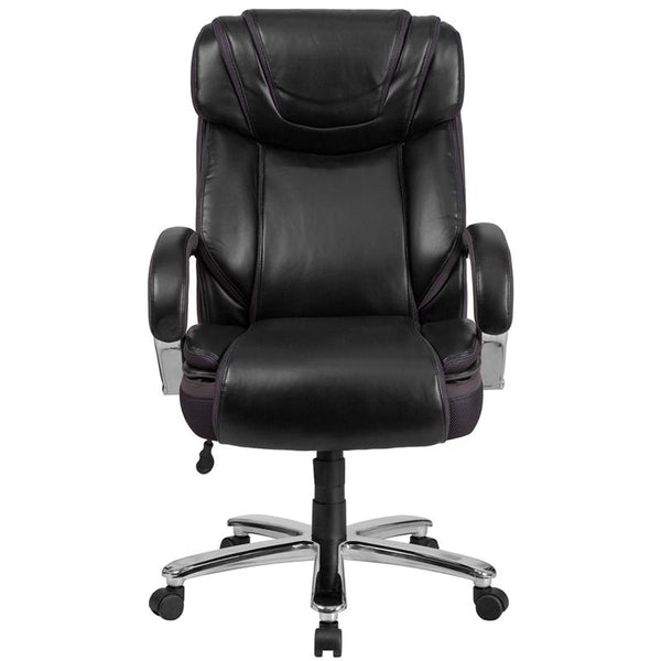 Flash Furniture HERCULES Series Big & Tall 500 lb. Rated Black Leather Executive Swivel Chair with Extra Wide Seat - GO-2092M-1-BK-GG