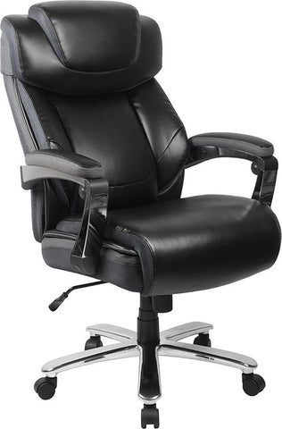 Flash Furniture HERCULES Series Big & Tall 500 lb. Rated Black Leather Executive Swivel Chair with Height Adjustable Headrest - GO-2223-BK-GG