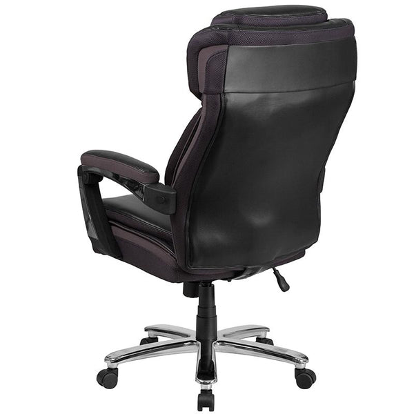 Flash Furniture HERCULES Series Big & Tall 500 lb. Rated Black Leather Executive Swivel Chair with Height Adjustable Headrest - GO-2223-BK-GG