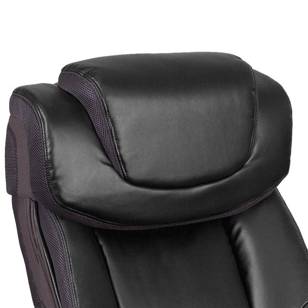 Flash Furniture HERCULES Series Big & Tall 500 lb. Rated Black Leather Executive Swivel Chair with Height Adjustable Headrest - GO-2223-BK-GG