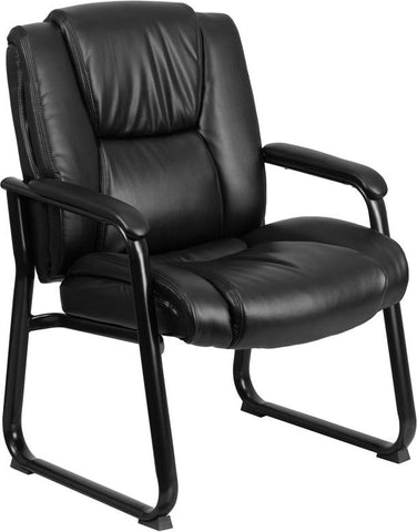 Flash Furniture HERCULES Series Big & Tall 500 lb. Rated Black Leather Tufted Executive Side Reception Chair with Sled Base - GO-2138-GG