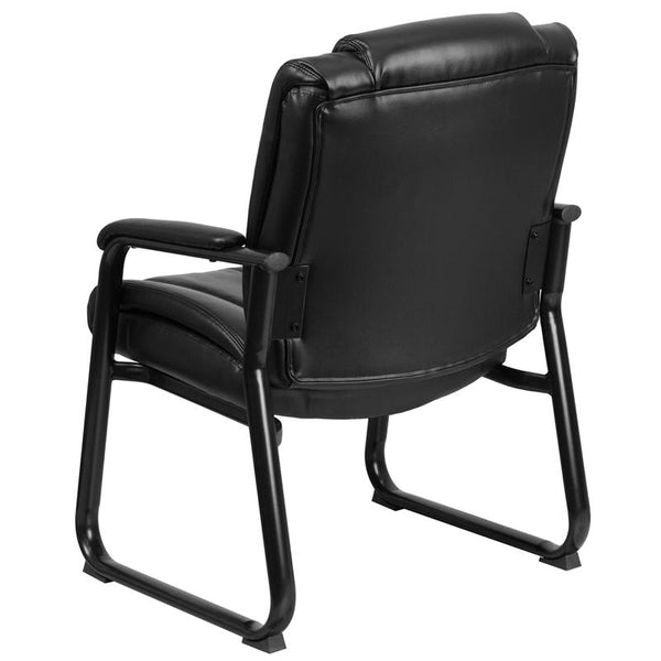 Flash Furniture HERCULES Series Big & Tall 500 lb. Rated Black Leather Tufted Executive Side Reception Chair with Sled Base - GO-2138-GG