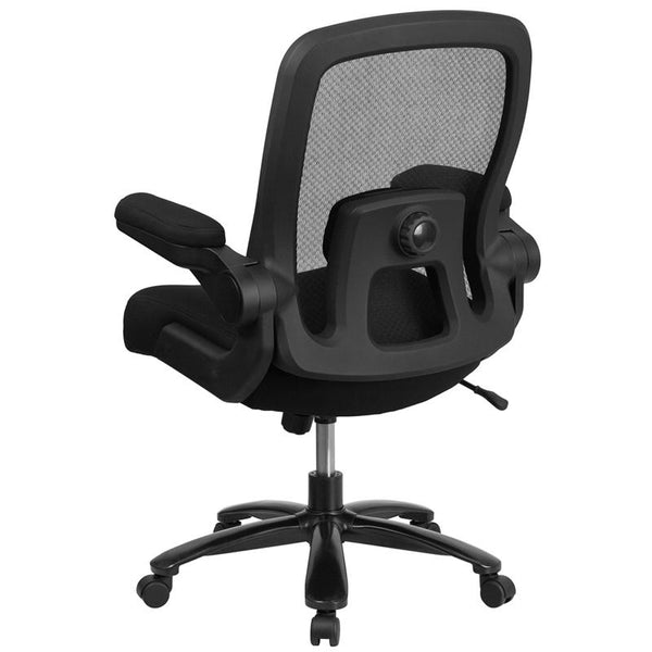 Flash Furniture HERCULES Series Big & Tall 500 lb. Rated Black Mesh Executive Swivel Chair with Fabric Seat and Adjustable Lumbar - BT-20180-GG