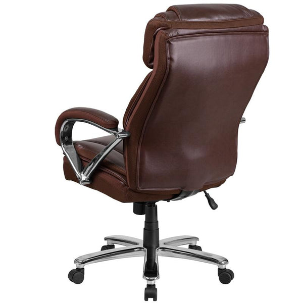 Flash Furniture HERCULES Series Big & Tall 500 lb. Rated Brown Leather Executive Swivel Chair with Extra Wide Seat - GO-2092M-1-BN-GG