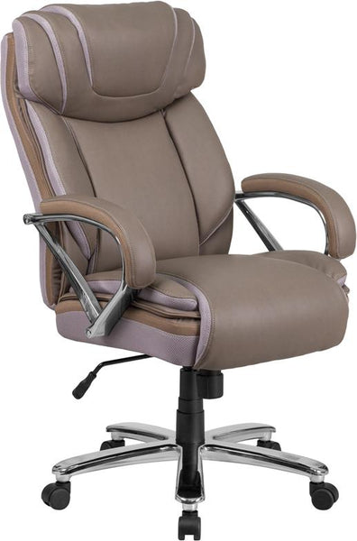 Flash Furniture HERCULES Series Big & Tall 500 lb. Rated Taupe Leather Executive Swivel Chair with Extra Wide Seat - GO-2092M-1-TP-GG