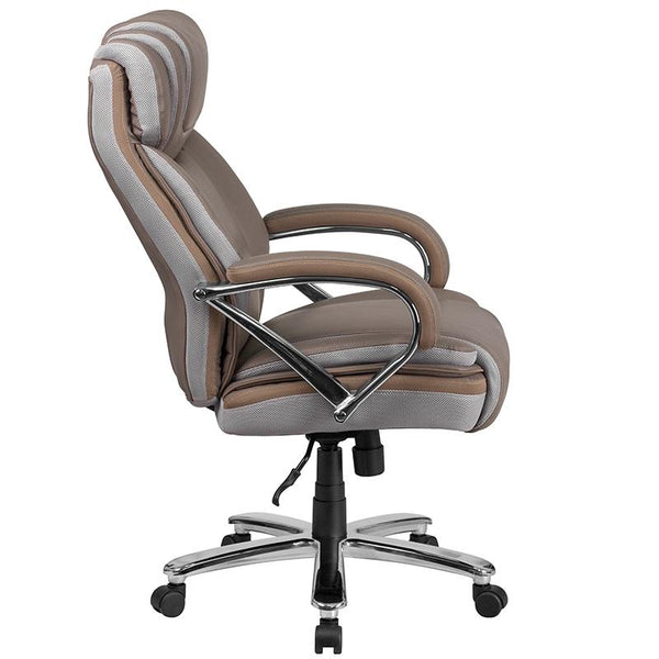 Flash Furniture HERCULES Series Big & Tall 500 lb. Rated Taupe Leather Executive Swivel Chair with Extra Wide Seat - GO-2092M-1-TP-GG