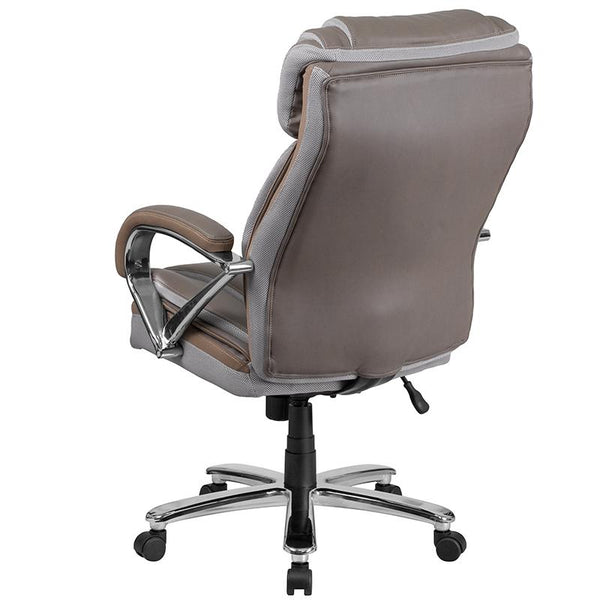 Flash Furniture HERCULES Series Big & Tall 500 lb. Rated Taupe Leather Executive Swivel Chair with Extra Wide Seat - GO-2092M-1-TP-GG