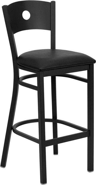 Flash Furniture HERCULES Series Black Circle Back Metal Restaurant Barstool - Black Vinyl Seat - XU-DG-60120-CIR-BAR-BLKV-GG