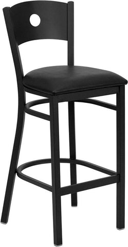 Flash Furniture HERCULES Series Black Circle Back Metal Restaurant Barstool - Black Vinyl Seat - XU-DG-60120-CIR-BAR-BLKV-GG