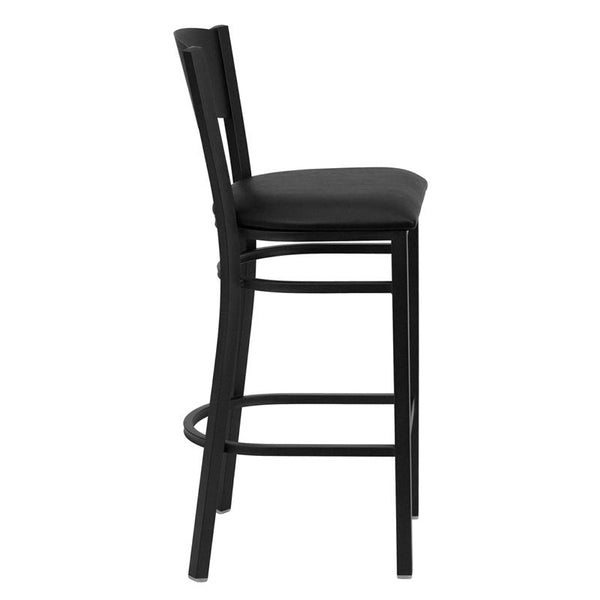 Flash Furniture HERCULES Series Black Circle Back Metal Restaurant Barstool - Black Vinyl Seat - XU-DG-60120-CIR-BAR-BLKV-GG