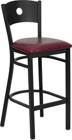 Flash Furniture HERCULES Series Black Circle Back Metal Restaurant Barstool - Burgundy Vinyl Seat - XU-DG-60120-CIR-BAR-BURV-GG