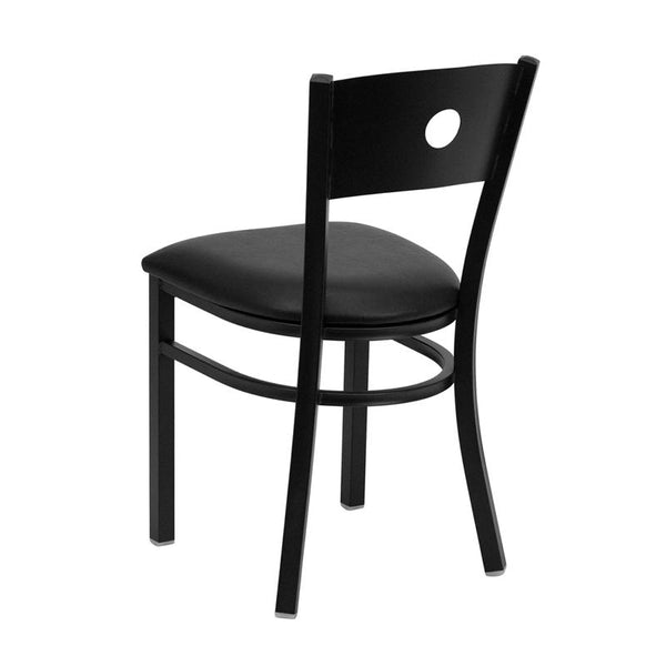 Flash Furniture HERCULES Series Black Circle Back Metal Restaurant Chair - Black Vinyl Seat - XU-DG-60119-CIR-BLKV-GG