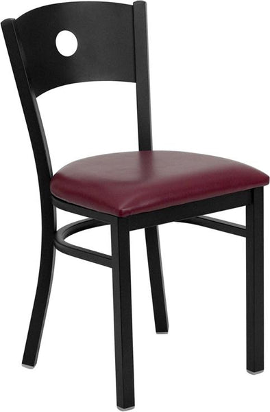 Flash Furniture HERCULES Series Black Circle Back Metal Restaurant Chair - Burgundy Vinyl Seat - XU-DG-60119-CIR-BURV-GG