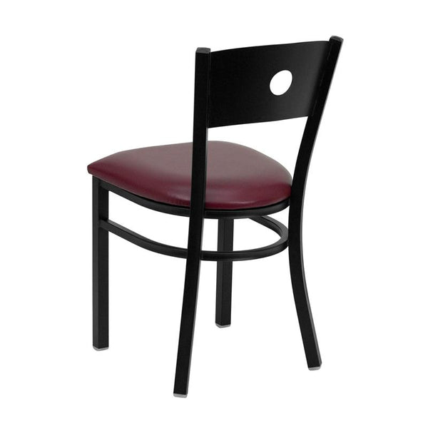 Flash Furniture HERCULES Series Black Circle Back Metal Restaurant Chair - Burgundy Vinyl Seat - XU-DG-60119-CIR-BURV-GG