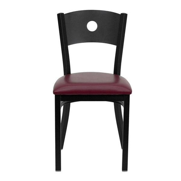 Flash Furniture HERCULES Series Black Circle Back Metal Restaurant Chair - Burgundy Vinyl Seat - XU-DG-60119-CIR-BURV-GG