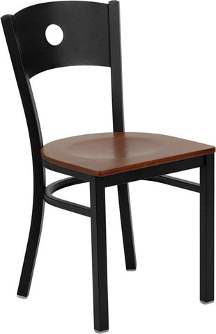 Flash Furniture HERCULES Series Black Circle Back Metal Restaurant Chair - Cherry Wood Seat - XU-DG-60119-CIR-CHYW-GG