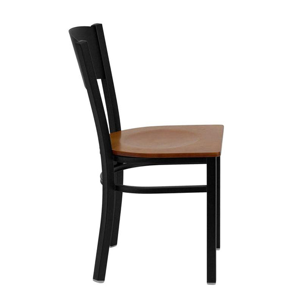 Flash Furniture HERCULES Series Black Circle Back Metal Restaurant Chair - Cherry Wood Seat - XU-DG-60119-CIR-CHYW-GG