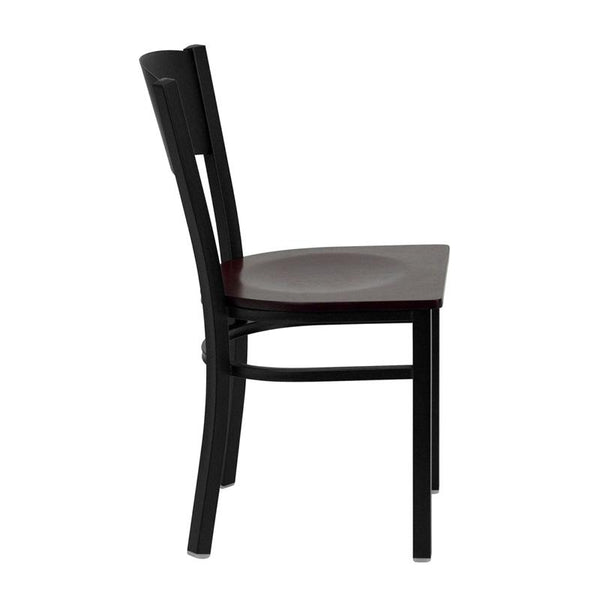 Flash Furniture HERCULES Series Black Circle Back Metal Restaurant Chair - Mahogany Wood Seat - XU-DG-60119-CIR-MAHW-GG