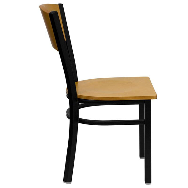 Flash Furniture HERCULES Series Black Circle Back Metal Restaurant Chair - Natural Wood Back & Seat - XU-DG-6F2B-CIR-NATW-GG