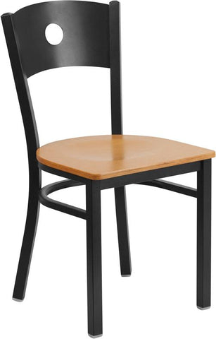 Flash Furniture HERCULES Series Black Circle Back Metal Restaurant Chair - Natural Wood Seat - XU-DG-60119-CIR-NATW-GG