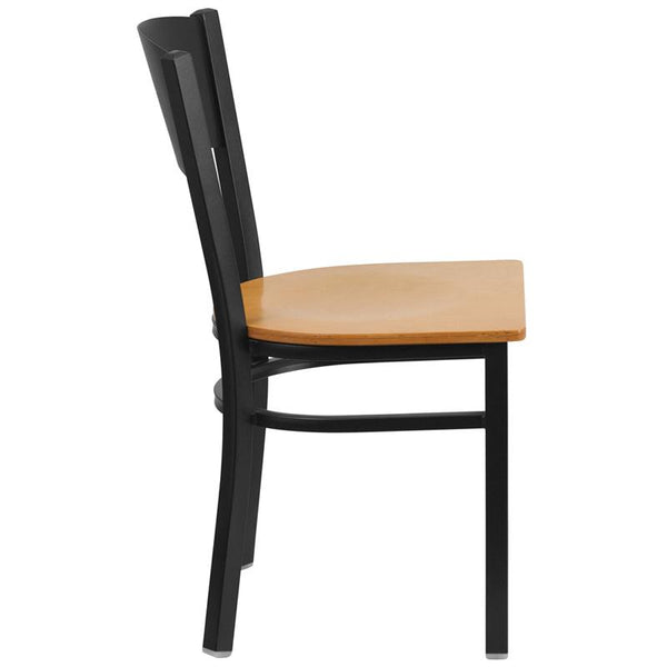 Flash Furniture HERCULES Series Black Circle Back Metal Restaurant Chair - Natural Wood Seat - XU-DG-60119-CIR-NATW-GG