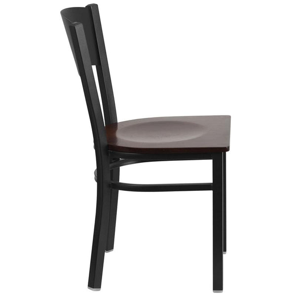 Flash Furniture HERCULES Series Black Circle Back Metal Restaurant Chair - Walnut Wood Seat - XU-DG-60119-CIR-WALW-GG