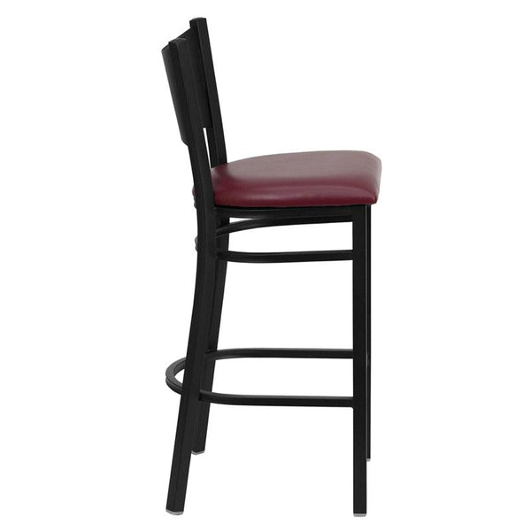 Flash Furniture HERCULES Series Black Coffee Back Metal Restaurant Barstool - Burgundy Vinyl Seat - XU-DG-60114-COF-BAR-BURV-GG