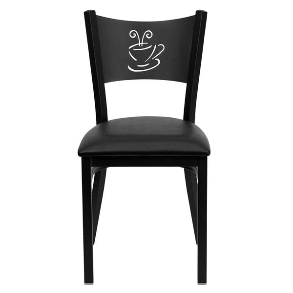 Flash Furniture HERCULES Series Black Coffee Back Metal Restaurant Chair - Black Vinyl Seat - XU-DG-60099-COF-BLKV-GG