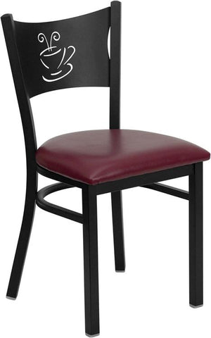 Flash Furniture HERCULES Series Black Coffee Back Metal Restaurant Chair - Burgundy Vinyl Seat - XU-DG-60099-COF-BURV-GG