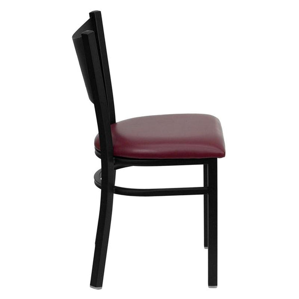 Flash Furniture HERCULES Series Black Coffee Back Metal Restaurant Chair - Burgundy Vinyl Seat - XU-DG-60099-COF-BURV-GG