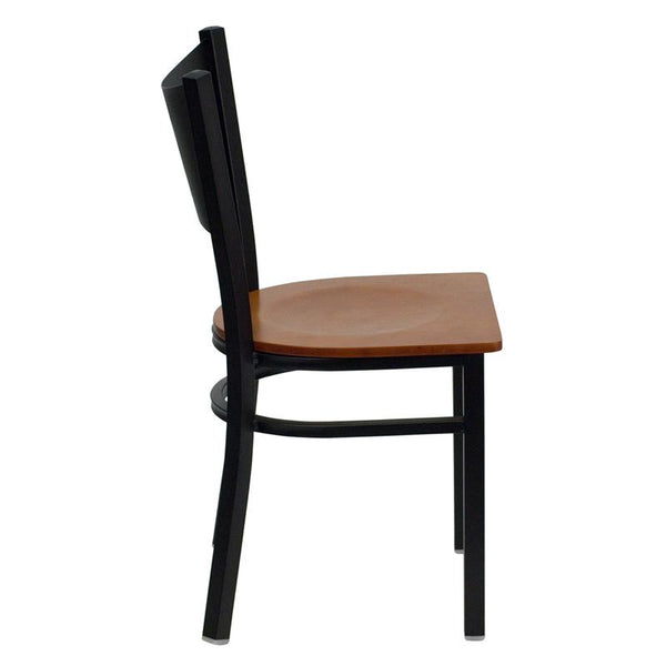 Flash Furniture HERCULES Series Black Coffee Back Metal Restaurant Chair - Cherry Wood Seat - XU-DG-60099-COF-CHYW-GG