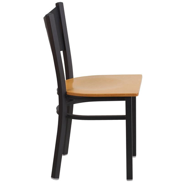 Flash Furniture HERCULES Series Black Coffee Back Metal Restaurant Chair - Natural Wood Seat - XU-DG-60099-COF-NATW-GG