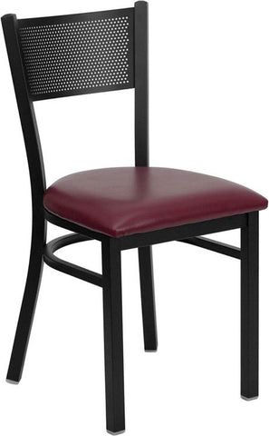 Flash Furniture HERCULES Series Black Grid Back Metal Restaurant Chair - Burgundy Vinyl Seat - XU-DG-60115-GRD-BURV-GG