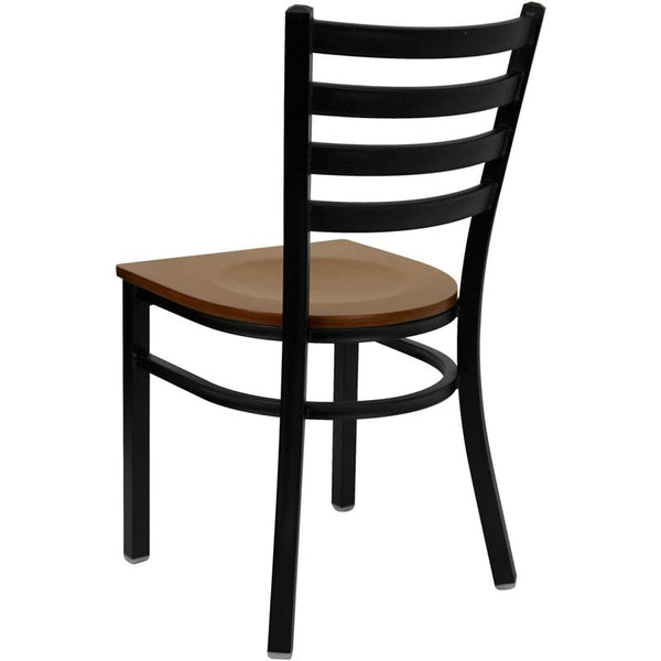 Flash Furniture HERCULES Series Black Ladder Back Metal Restaurant Chair - Cherry Wood Seat - XU-DG694BLAD-CHYW-GG