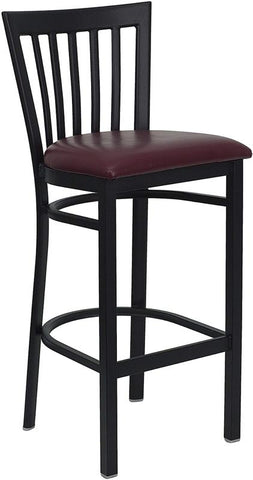 Flash Furniture HERCULES Series Black School House Back Metal Restaurant Barstool - Burgundy Vinyl Seat - XU-DG6R8BSCH-BAR-BURV-GG