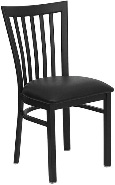 Flash Furniture HERCULES Series Black School House Back Metal Restaurant Chair - Black Vinyl Seat - XU-DG6Q4BSCH-BLKV-GG