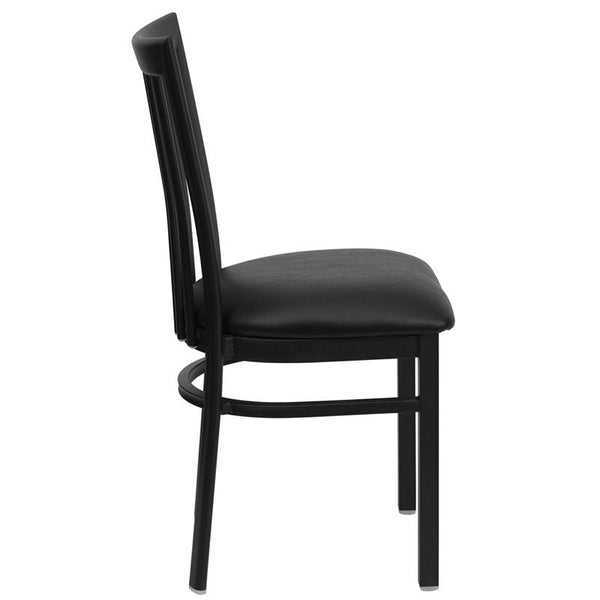 Flash Furniture HERCULES Series Black School House Back Metal Restaurant Chair - Black Vinyl Seat - XU-DG6Q4BSCH-BLKV-GG