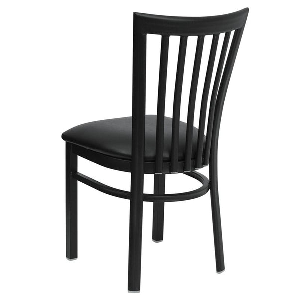 Flash Furniture HERCULES Series Black School House Back Metal Restaurant Chair - Black Vinyl Seat - XU-DG6Q4BSCH-BLKV-GG