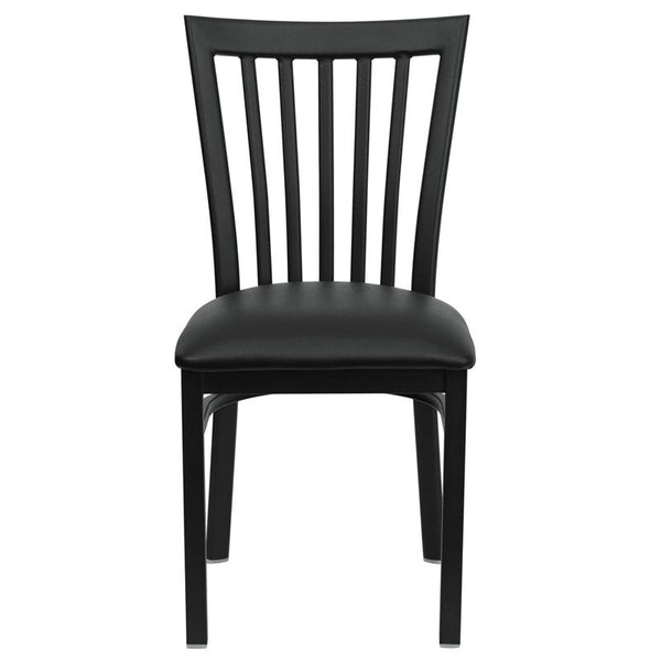 Flash Furniture HERCULES Series Black School House Back Metal Restaurant Chair - Black Vinyl Seat - XU-DG6Q4BSCH-BLKV-GG