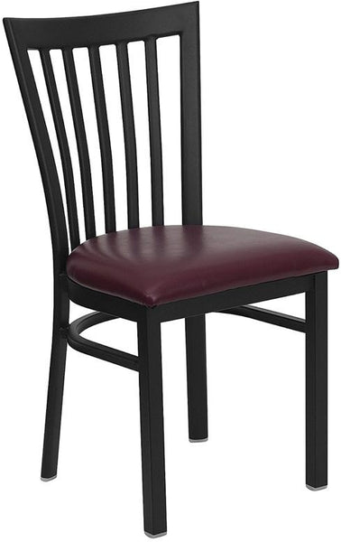 Flash Furniture HERCULES Series Black School House Back Metal Restaurant Chair - Burgundy Vinyl Seat - XU-DG6Q4BSCH-BURV-GG