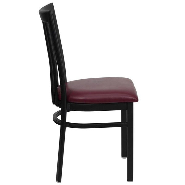 Flash Furniture HERCULES Series Black School House Back Metal Restaurant Chair - Burgundy Vinyl Seat - XU-DG6Q4BSCH-BURV-GG