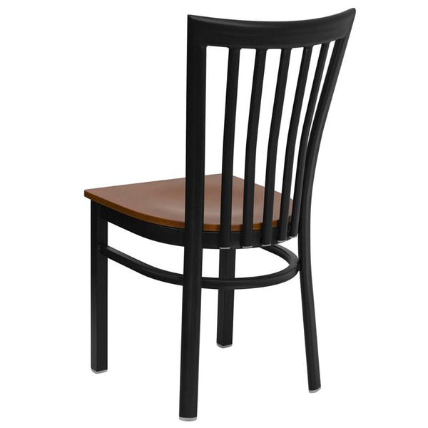 Flash Furniture HERCULES Series Black School House Back Metal Restaurant Chair - Cherry Wood Seat - XU-DG6Q4BSCH-CHYW-GG