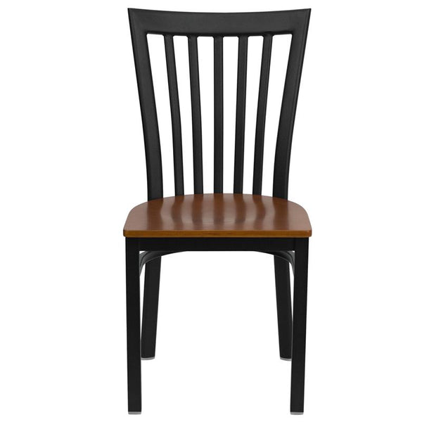 Flash Furniture HERCULES Series Black School House Back Metal Restaurant Chair - Cherry Wood Seat - XU-DG6Q4BSCH-CHYW-GG