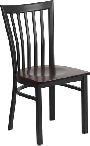 Flash Furniture HERCULES Series Black School House Back Metal Restaurant Chair - Walnut Wood Seat - XU-DG6Q4BSCH-WALW-GG