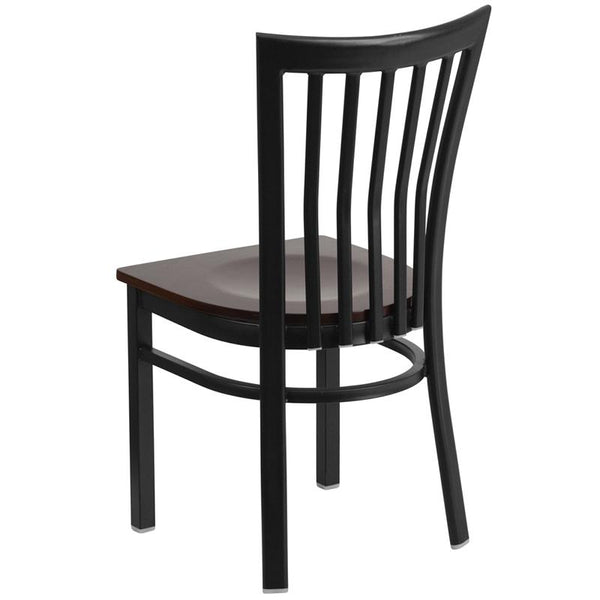 Flash Furniture HERCULES Series Black School House Back Metal Restaurant Chair - Walnut Wood Seat - XU-DG6Q4BSCH-WALW-GG