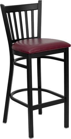 Flash Furniture HERCULES Series Black Vertical Back Metal Restaurant Barstool - Burgundy Vinyl Seat - XU-DG-6R6B-VRT-BAR-BURV-GG