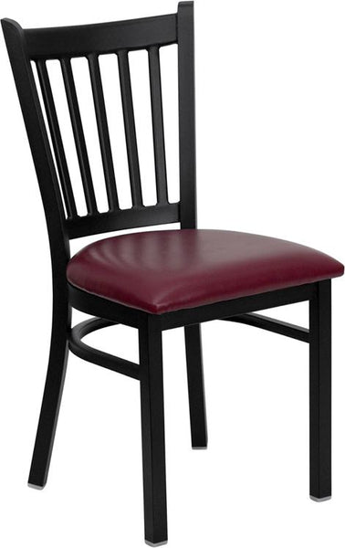 Flash Furniture HERCULES Series Black Vertical Back Metal Restaurant Chair - Burgundy Vinyl Seat - XU-DG-6Q2B-VRT-BURV-GG