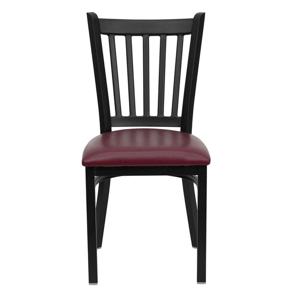 Flash Furniture HERCULES Series Black Vertical Back Metal Restaurant Chair - Burgundy Vinyl Seat - XU-DG-6Q2B-VRT-BURV-GG