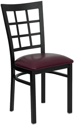 Flash Furniture HERCULES Series Black Window Back Metal Restaurant Chair - Burgundy Vinyl Seat - XU-DG6Q3BWIN-BURV-GG